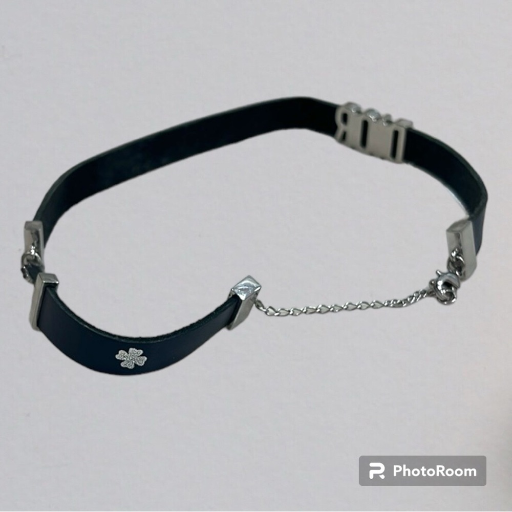 DIOR Double Wrap Leather Bracelet Black & Silver Tone Metal - Picture 5 of 9